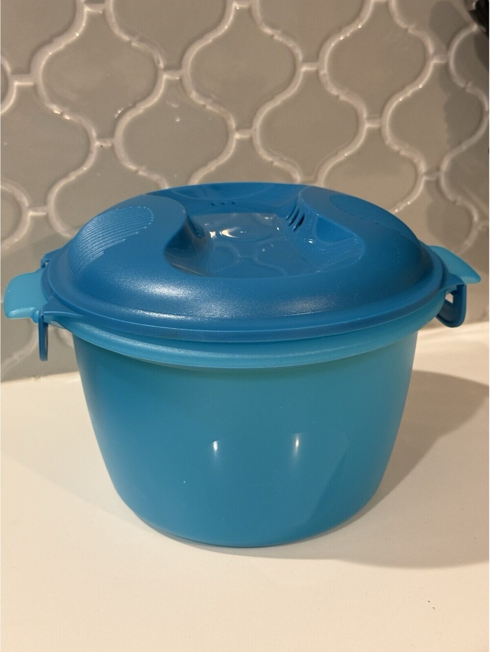 Tupperware 6451 Microwave 2.2L Rice Maker Steamer Cooker 3 Piece Set Blue green